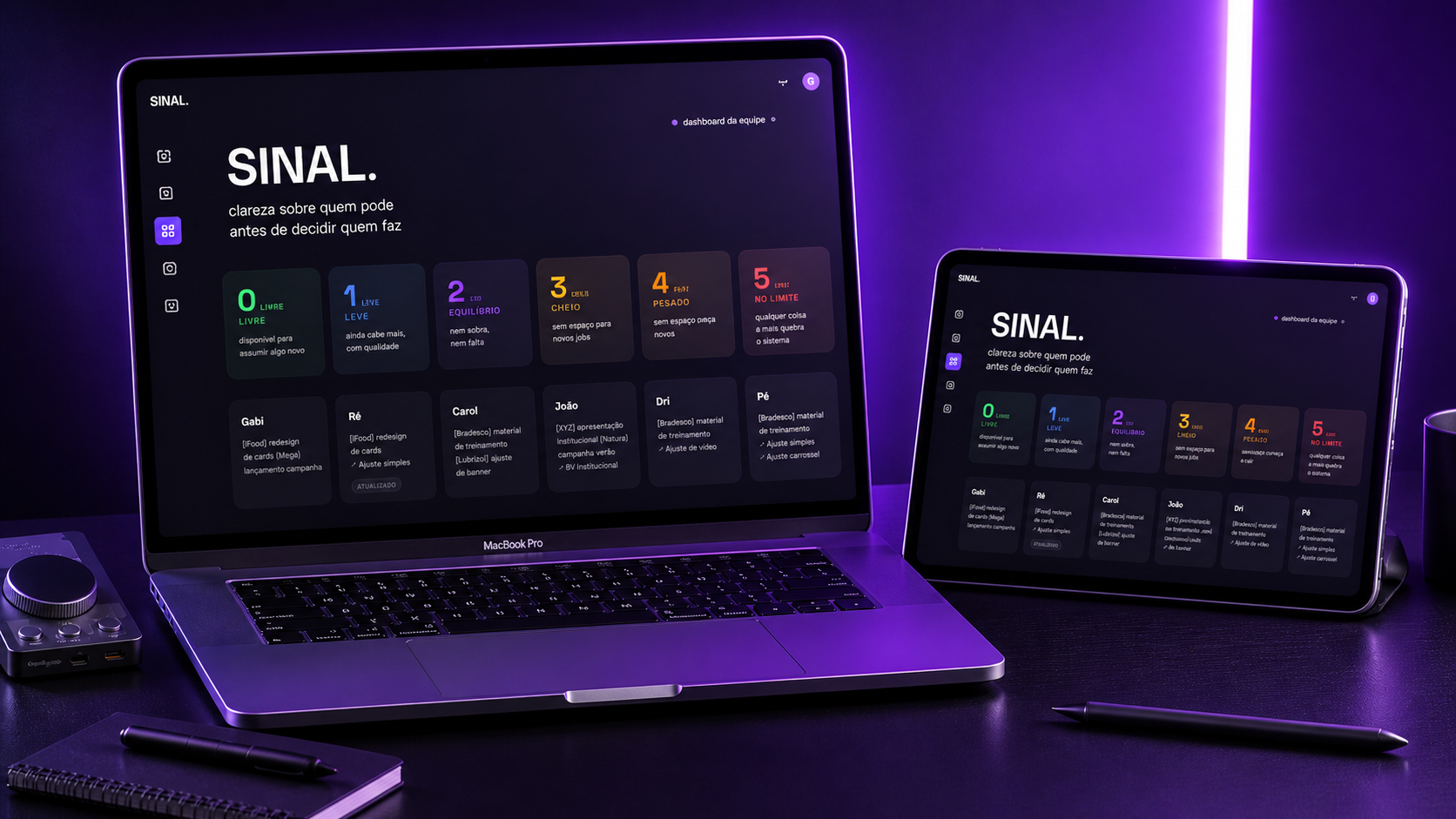 SINAL. no MacBook e iPad